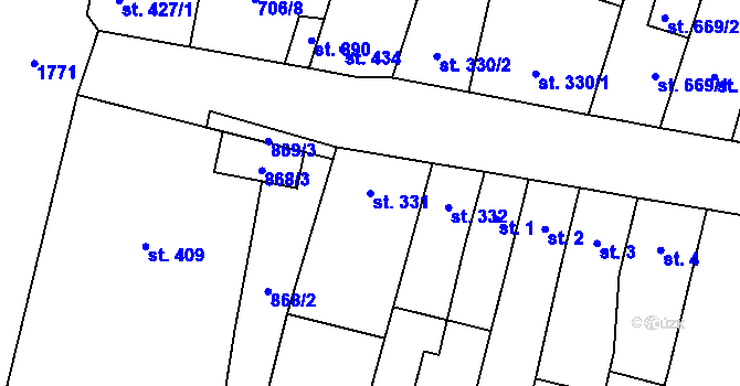 Parcela st. 331 v KÚ Libochovice, Katastrální mapa