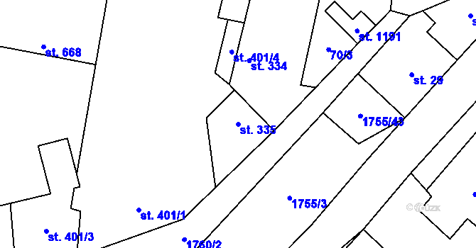 Parcela st. 335 v KÚ Libochovice, Katastrální mapa