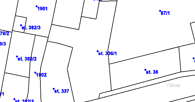 Parcela st. 336/1 v KÚ Libochovice, Katastrální mapa