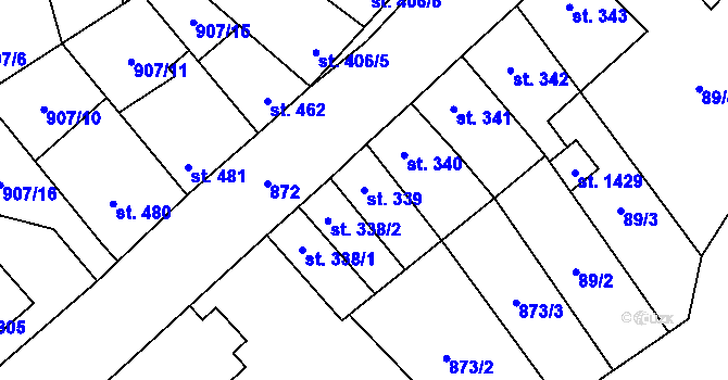 Parcela st. 339 v KÚ Libochovice, Katastrální mapa