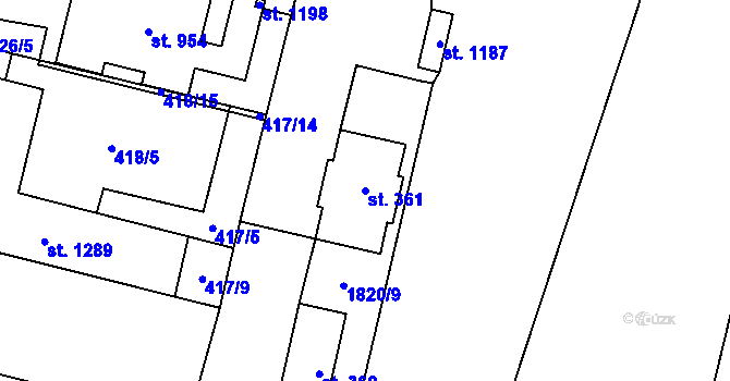 Parcela st. 361 v KÚ Libochovice, Katastrální mapa