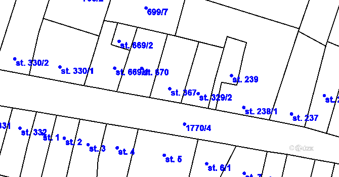 Parcela st. 367 v KÚ Libochovice, Katastrální mapa