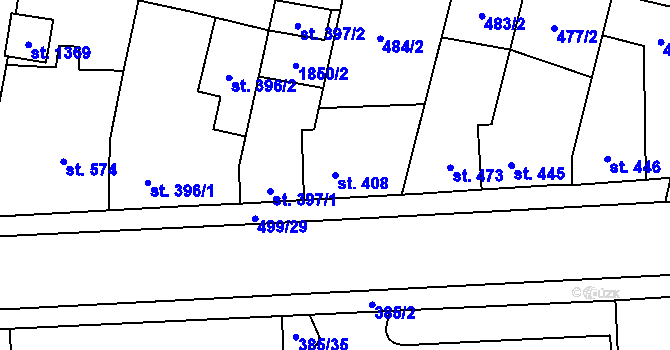 Parcela st. 408 v KÚ Libochovice, Katastrální mapa