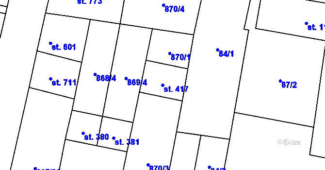 Parcela st. 417 v KÚ Libochovice, Katastrální mapa