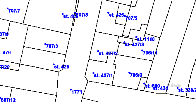 Parcela st. 427/2 v KÚ Libochovice, Katastrální mapa