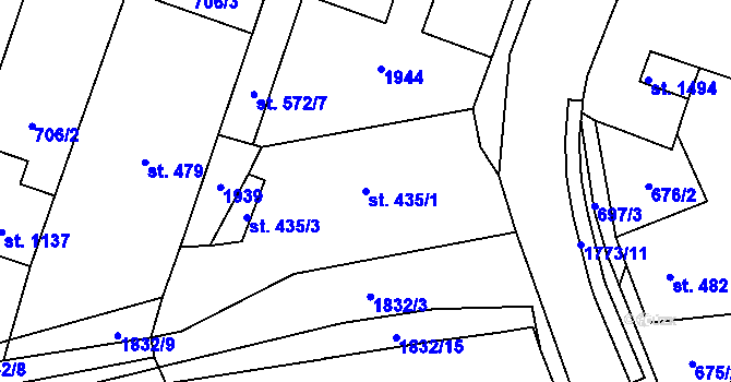 Parcela st. 435/1 v KÚ Libochovice, Katastrální mapa