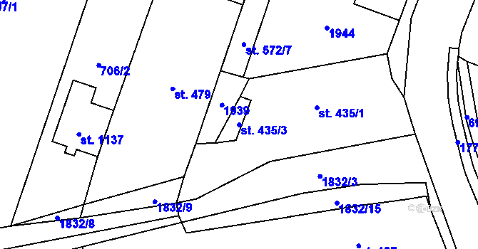 Parcela st. 435/3 v KÚ Libochovice, Katastrální mapa