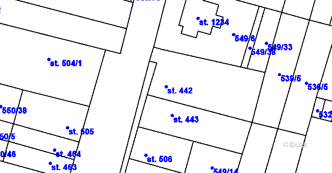 Parcela st. 442 v KÚ Libochovice, Katastrální mapa
