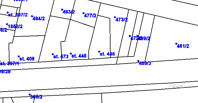 Parcela st. 446 v KÚ Libochovice, Katastrální mapa