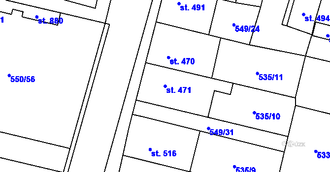 Parcela st. 471 v KÚ Libochovice, Katastrální mapa