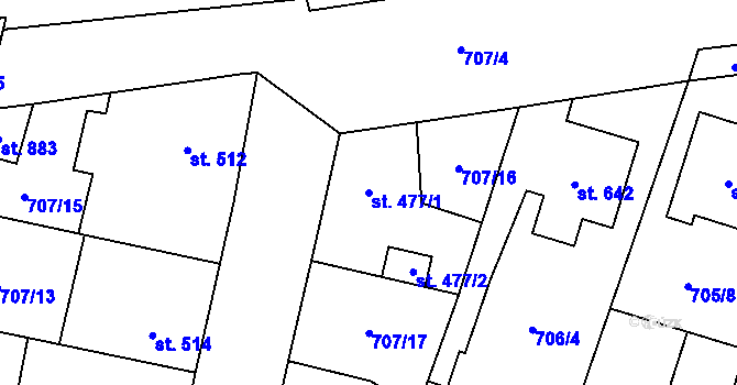 Parcela st. 477/1 v KÚ Libochovice, Katastrální mapa