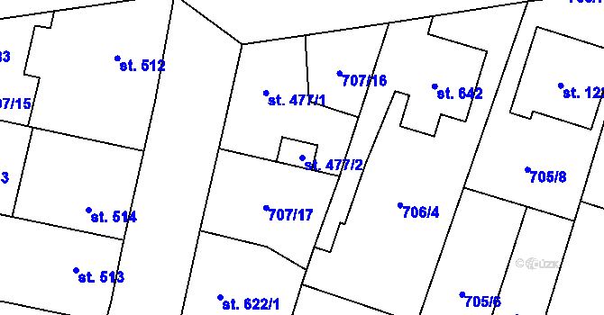 Parcela st. 477/2 v KÚ Libochovice, Katastrální mapa