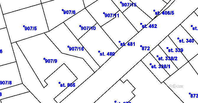Parcela st. 480 v KÚ Libochovice, Katastrální mapa