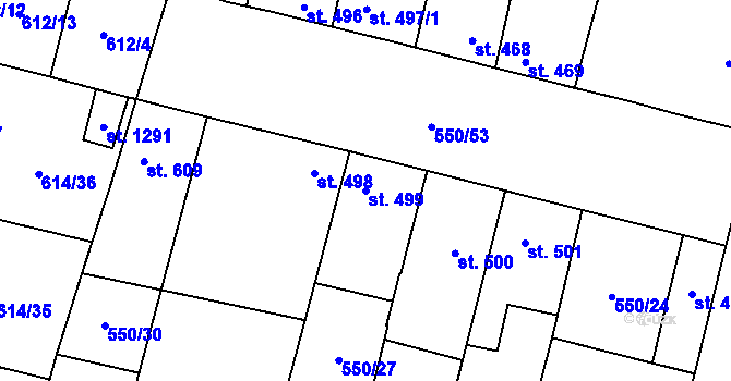 Parcela st. 499 v KÚ Libochovice, Katastrální mapa