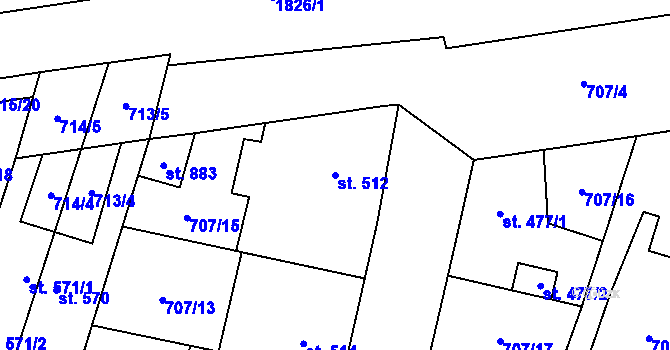 Parcela st. 512 v KÚ Libochovice, Katastrální mapa
