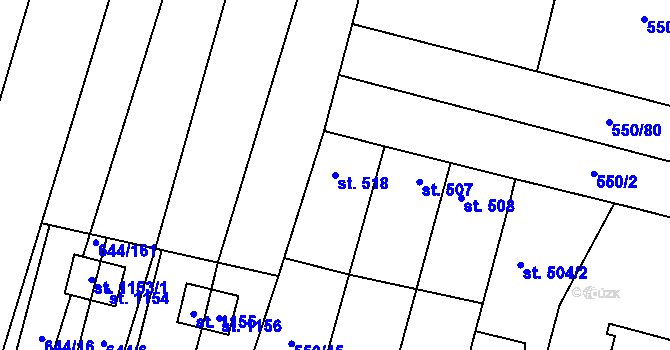 Parcela st. 518 v KÚ Libochovice, Katastrální mapa