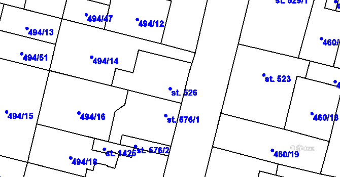 Parcela st. 526 v KÚ Libochovice, Katastrální mapa