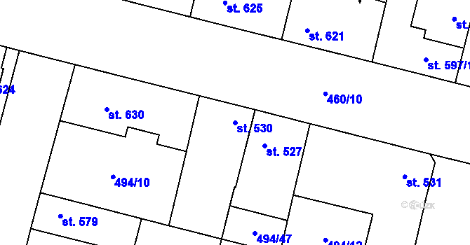 Parcela st. 530 v KÚ Libochovice, Katastrální mapa