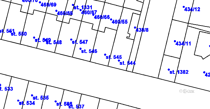 Parcela st. 545 v KÚ Libochovice, Katastrální mapa