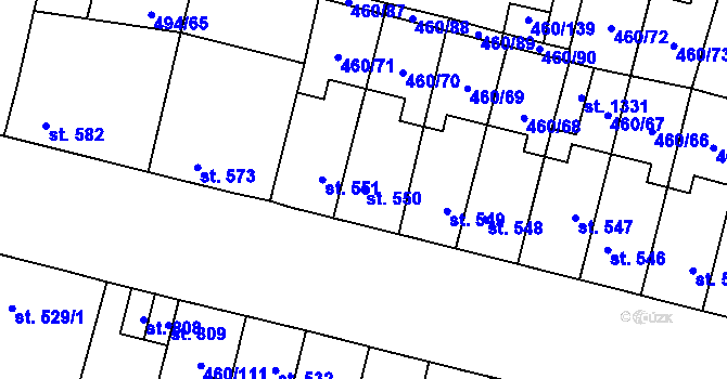 Parcela st. 550 v KÚ Libochovice, Katastrální mapa