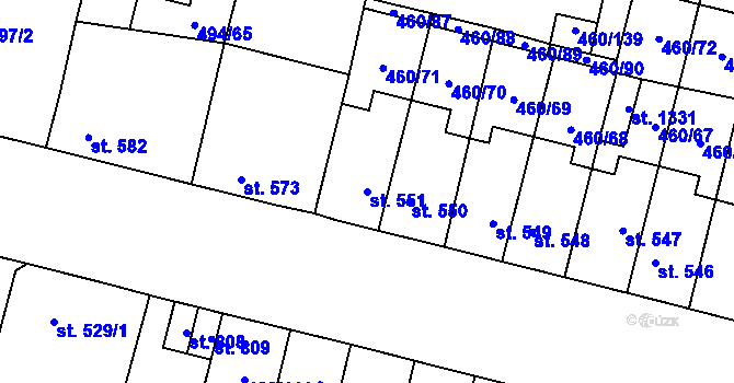 Parcela st. 551 v KÚ Libochovice, Katastrální mapa