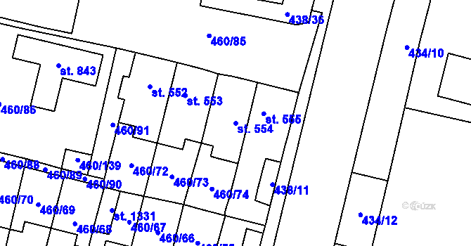 Parcela st. 554 v KÚ Libochovice, Katastrální mapa