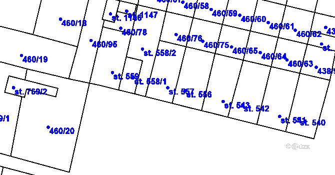 Parcela st. 557 v KÚ Libochovice, Katastrální mapa