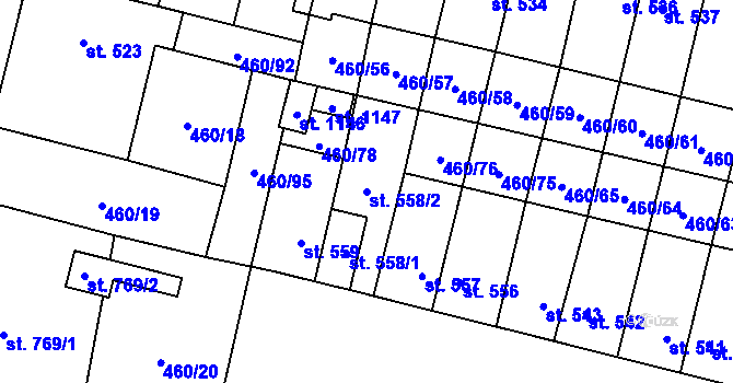 Parcela st. 558/2 v KÚ Libochovice, Katastrální mapa
