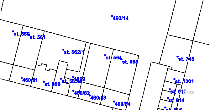 Parcela st. 564 v KÚ Libochovice, Katastrální mapa