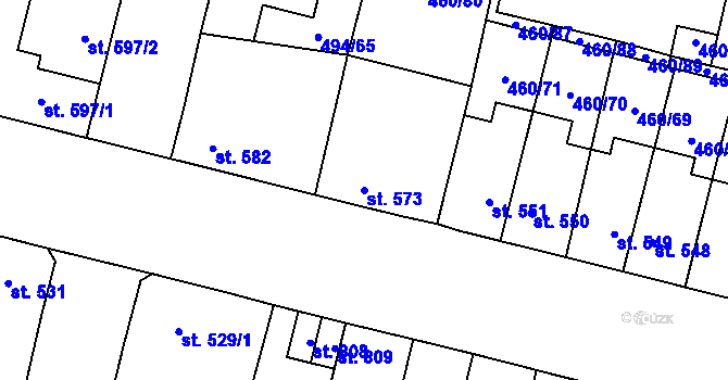 Parcela st. 573 v KÚ Libochovice, Katastrální mapa