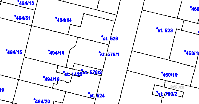 Parcela st. 576/1 v KÚ Libochovice, Katastrální mapa