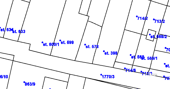 Parcela st. 578 v KÚ Libochovice, Katastrální mapa