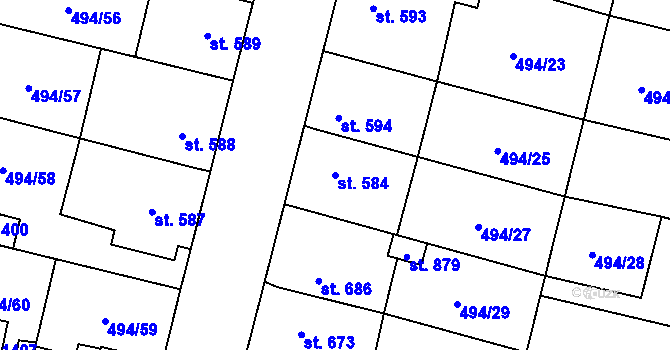 Parcela st. 584 v KÚ Libochovice, Katastrální mapa