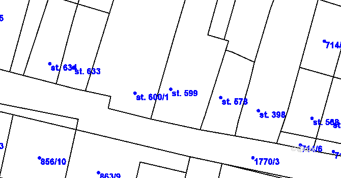 Parcela st. 599 v KÚ Libochovice, Katastrální mapa
