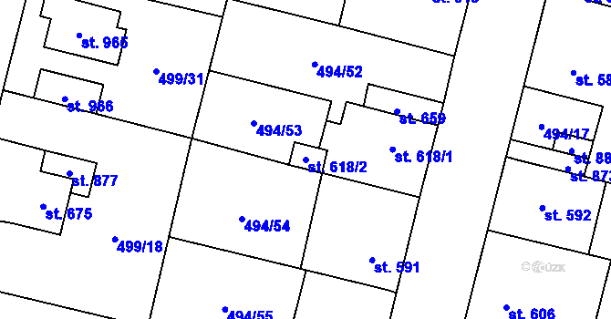 Parcela st. 618/2 v KÚ Libochovice, Katastrální mapa