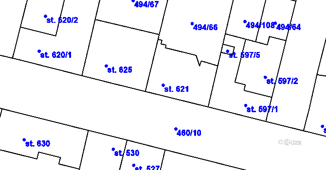 Parcela st. 621 v KÚ Libochovice, Katastrální mapa
