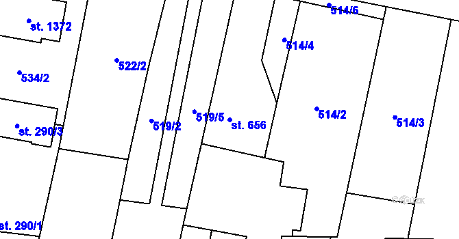 Parcela st. 656 v KÚ Libochovice, Katastrální mapa