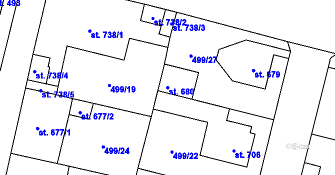 Parcela st. 680 v KÚ Libochovice, Katastrální mapa
