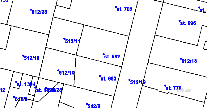 Parcela st. 692 v KÚ Libochovice, Katastrální mapa