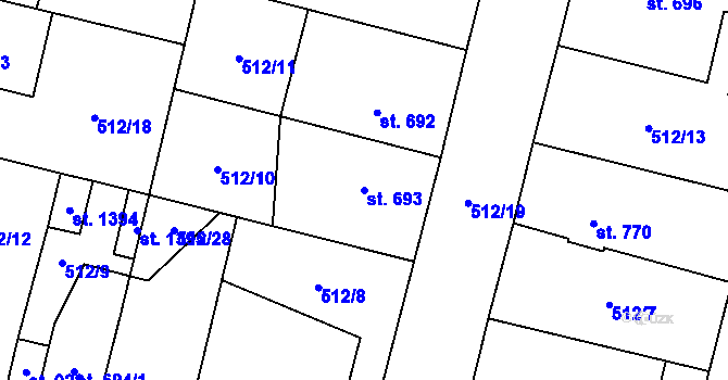 Parcela st. 693 v KÚ Libochovice, Katastrální mapa