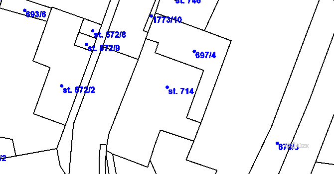 Parcela st. 714 v KÚ Libochovice, Katastrální mapa