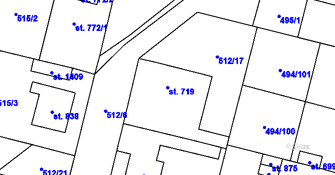 Parcela st. 719 v KÚ Libochovice, Katastrální mapa