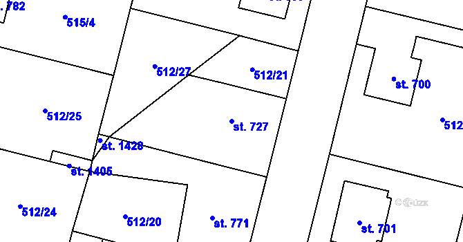 Parcela st. 727 v KÚ Libochovice, Katastrální mapa