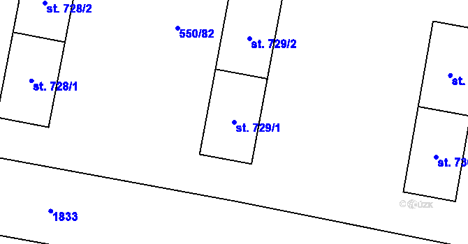 Parcela st. 729/1 v KÚ Libochovice, Katastrální mapa