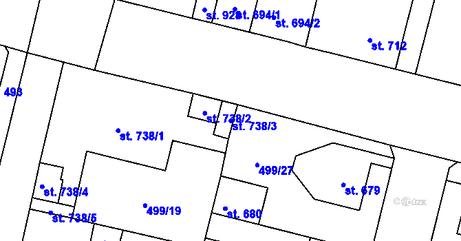 Parcela st. 738/3 v KÚ Libochovice, Katastrální mapa