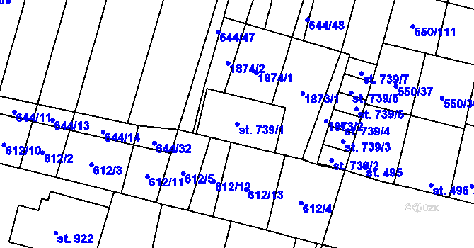Parcela st. 739/1 v KÚ Libochovice, Katastrální mapa