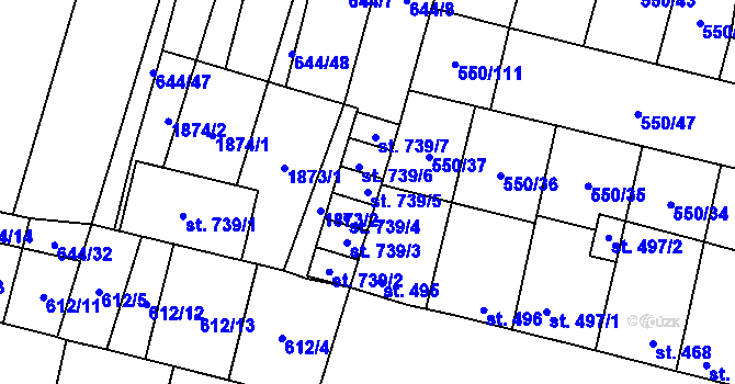 Parcela st. 739/5 v KÚ Libochovice, Katastrální mapa