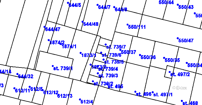 Parcela st. 739/6 v KÚ Libochovice, Katastrální mapa