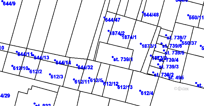 Parcela st. 739/8 v KÚ Libochovice, Katastrální mapa