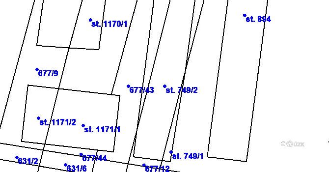 Parcela st. 749/2 v KÚ Libochovice, Katastrální mapa
